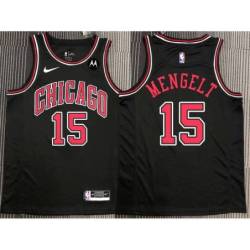 John Mengelt Chicago Bulls Black Jersey with Motorola Sponsor Patch