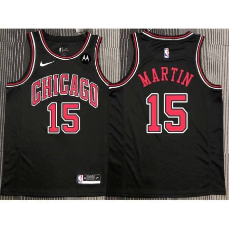 Cartier Martin Chicago Bulls Black Jersey with Motorola Sponsor Patch