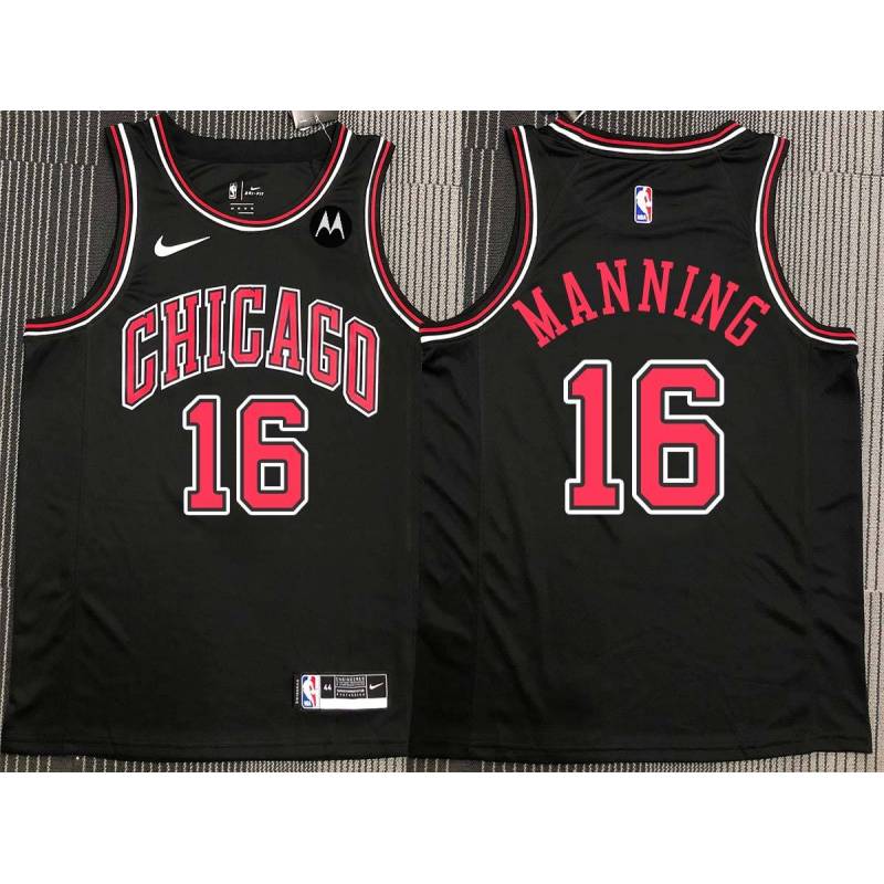 Ed Manning Chicago Bulls Black Jersey with Motorola Sponsor Patch