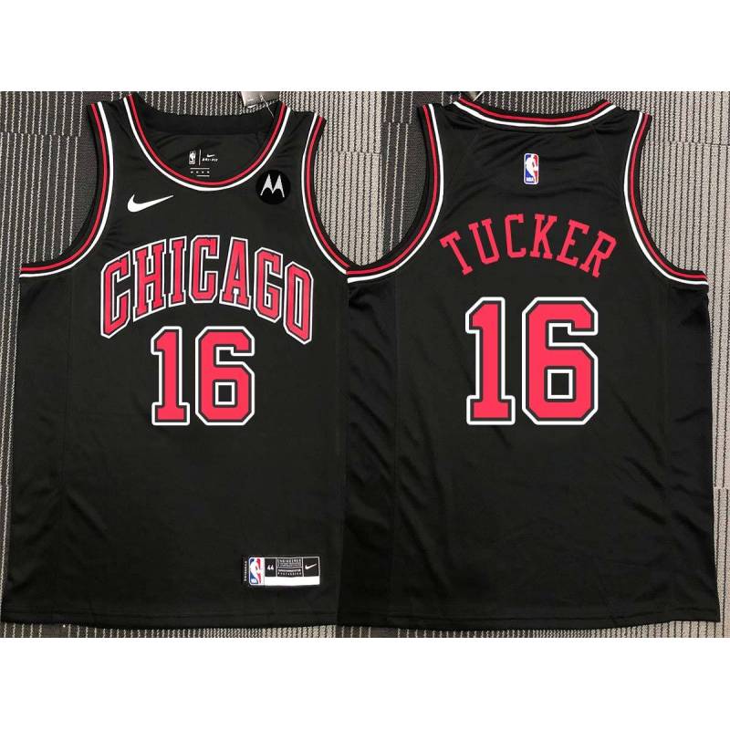 Al Tucker Chicago Bulls Black Jersey with Motorola Sponsor Patch