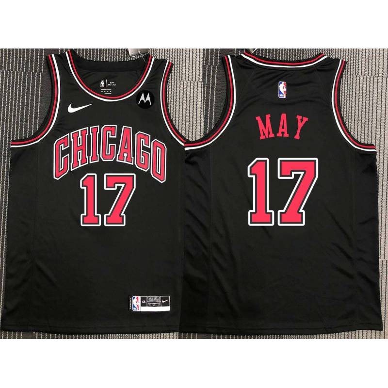 Scott May Chicago Bulls Black Jersey with Motorola Sponsor Patch