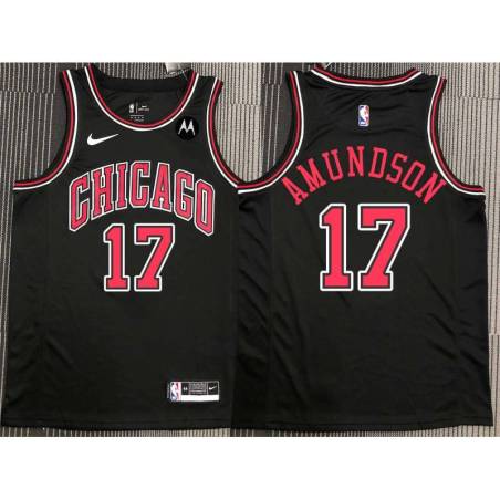 Lou Amundson Chicago Bulls Black Jersey with Motorola Sponsor Patch