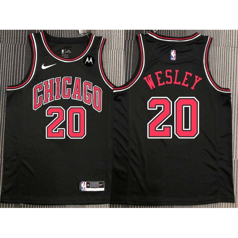 Walt Wesley Chicago Bulls Black Jersey with Motorola Sponsor Patch