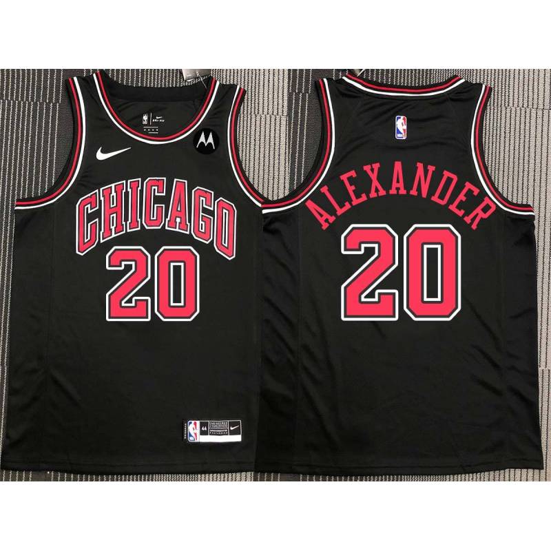 Joe Alexander Chicago Bulls Black Jersey with Motorola Sponsor Patch