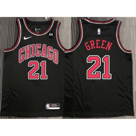 Sidney Green Chicago Bulls Black Jersey with Motorola Sponsor Patch