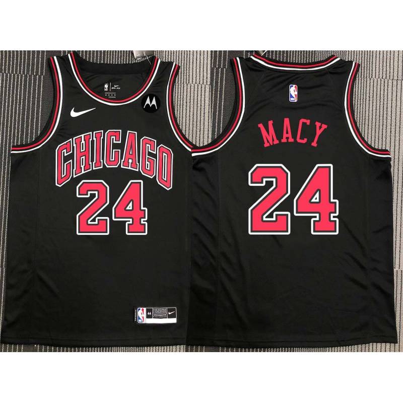 Kyle Macy Chicago Bulls Black Jersey with Motorola Sponsor Patch