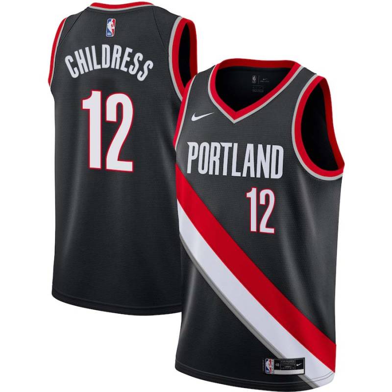 Black Randolph Childress Twill Basketball Jersey -Trail Blazers #12 Childress Twill Jerseys, FREE SHIPPING