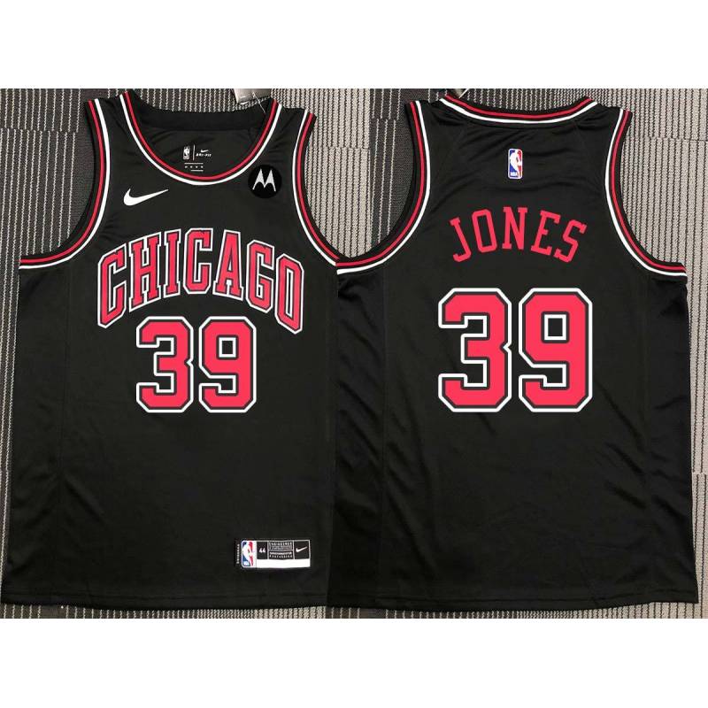 Caldwell Jones Chicago Bulls Black Jersey with Motorola Sponsor Patch