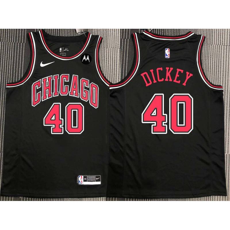 Derrek Dickey Chicago Bulls Black Jersey with Motorola Sponsor Patch