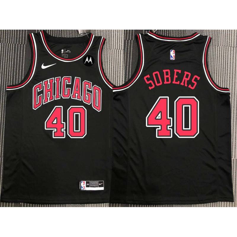 Ricky Sobers Chicago Bulls Black Jersey with Motorola Sponsor Patch