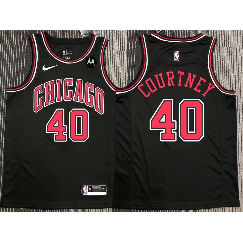 Joe Courtney Chicago Bulls Black Jersey with Motorola Sponsor Patch