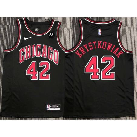 Larry Krystkowiak Chicago Bulls Black Jersey with Motorola Sponsor Patch