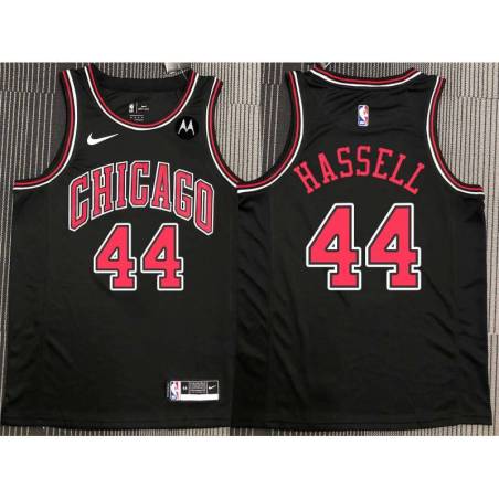 Trenton Hassell Chicago Bulls Black Jersey with Motorola Sponsor Patch