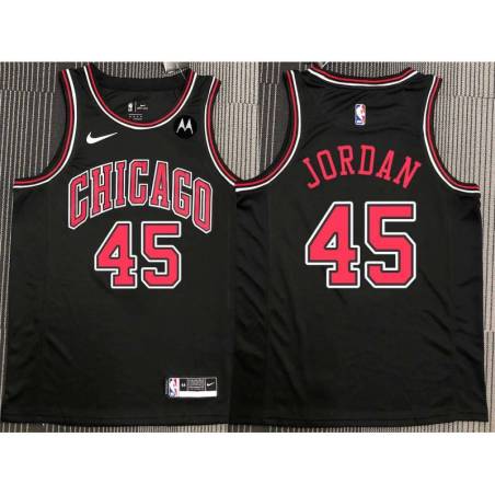 Michael Jordan Chicago Bulls Black Jersey with Motorola Sponsor Patch