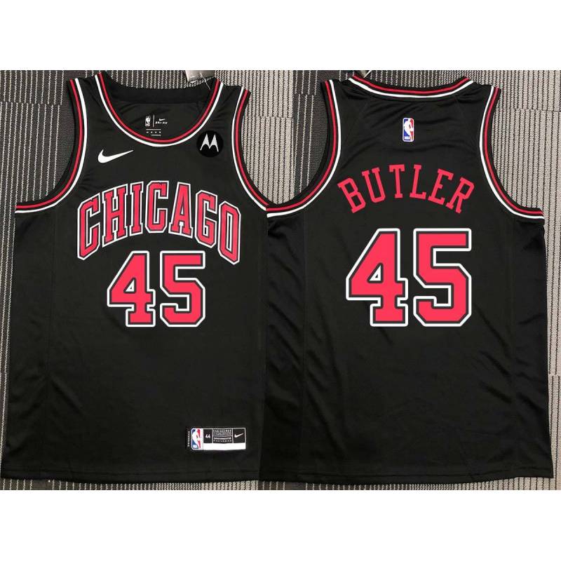 Rasual Butler Chicago Bulls Black Jersey with Motorola Sponsor Patch