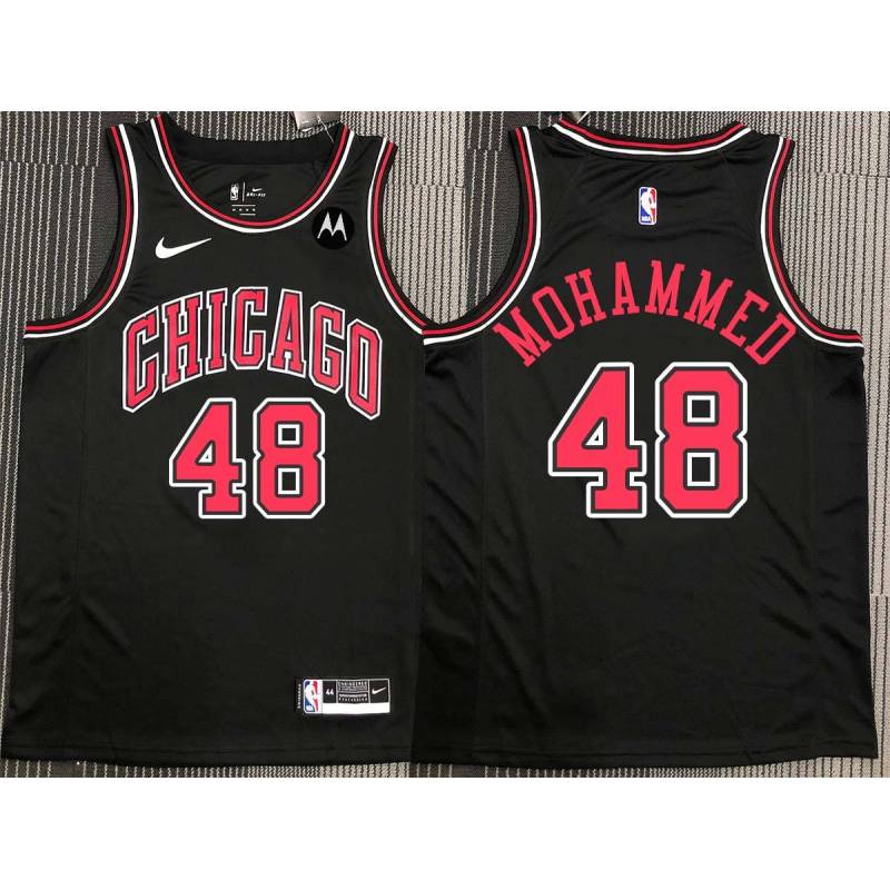 Nazr Mohammed Chicago Bulls Black Jersey with Motorola Sponsor Patch