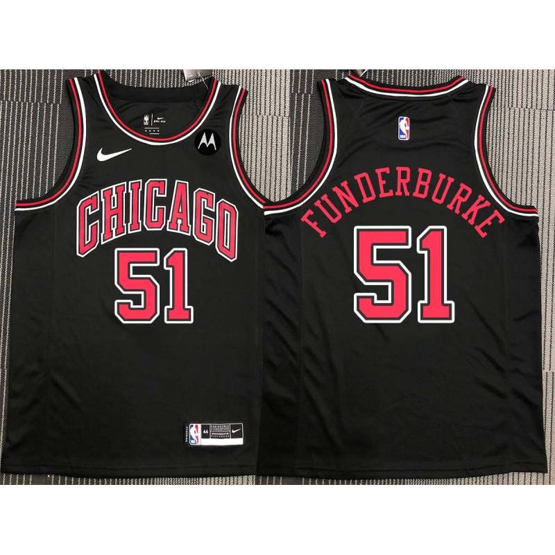 Lawrence Funderburke Chicago Bulls Black Jersey with Motorola Sponsor Patch