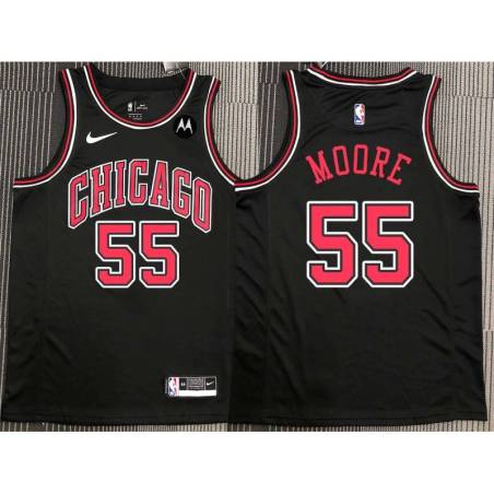 E'Twaun Moore Chicago Bulls Black Jersey with Motorola Sponsor Patch