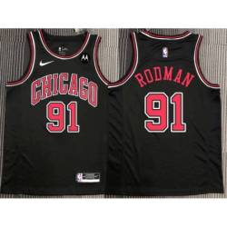 Dennis Rodman Chicago Bulls Black Jersey with Motorola Sponsor Patch