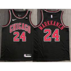 Lauri Markkanen Chicago Bulls Black Jersey with Motorola Sponsor Patch