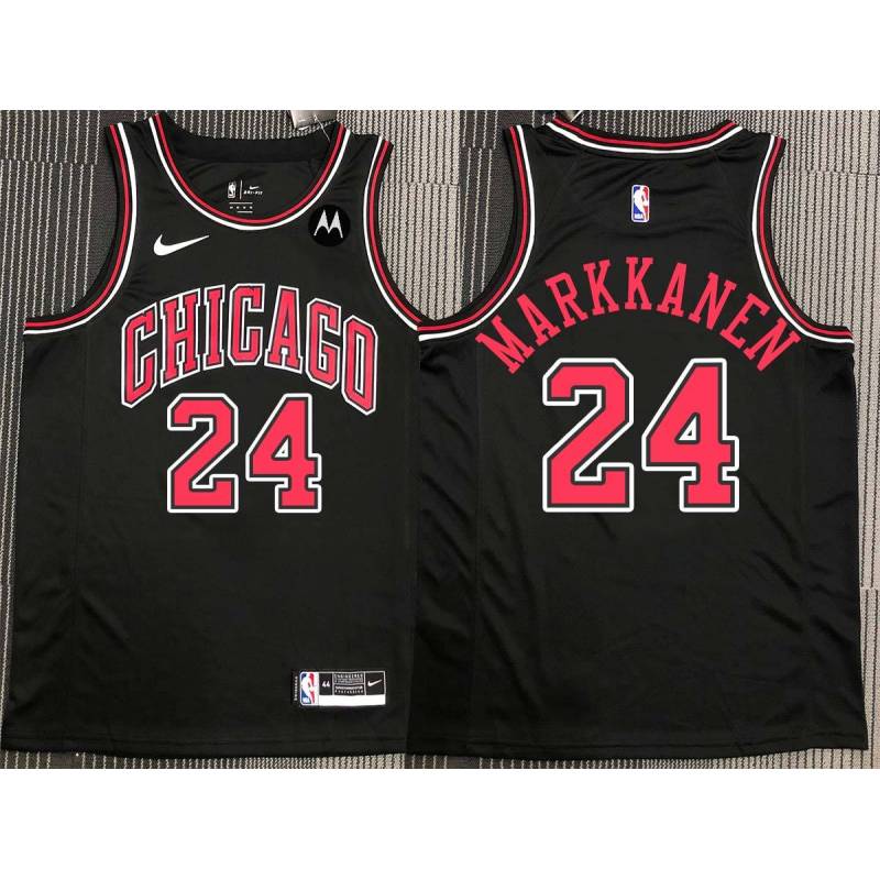 Lauri Markkanen Chicago Bulls Black Jersey with Motorola Sponsor Patch