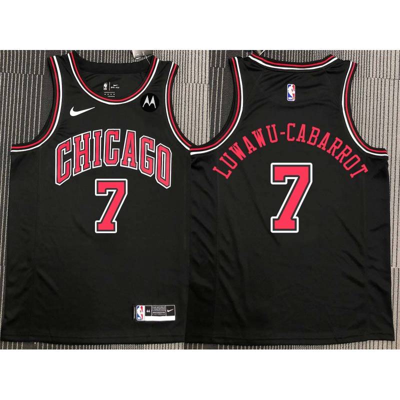 Timothe Luwawu-Cabarrot Chicago Bulls Black Jersey with Motorola Sponsor Patch