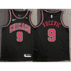 Nikola Vucevic Chicago Bulls Black Jersey with Motorola Sponsor Patch