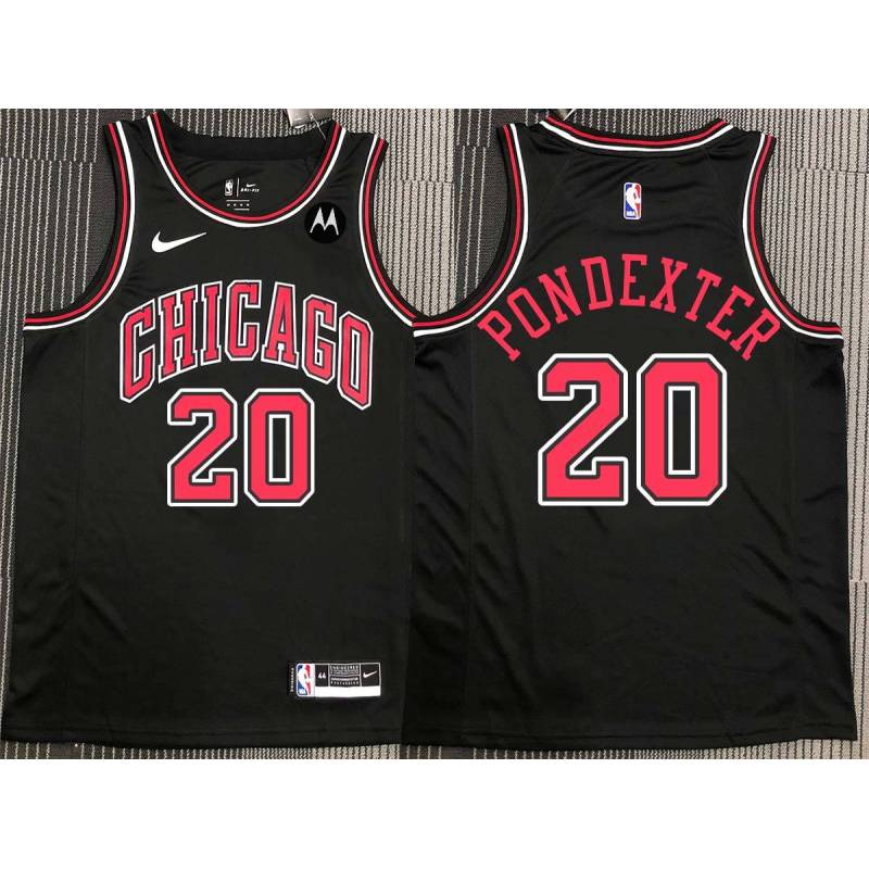 Quincy Pondexter Chicago Bulls Black Jersey with Motorola Sponsor Patch