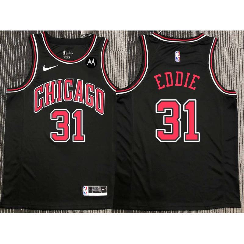 Jarell Eddie Chicago Bulls Black Jersey with Motorola Sponsor Patch