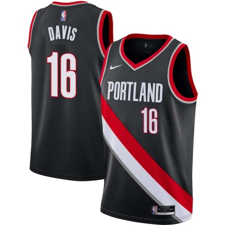 Black Johnny Davis Twill Basketball Jersey -Trail Blazers #16 Davis Twill Jerseys, FREE SHIPPING