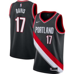 Black Ed Davis Twill Basketball Jersey -Trail Blazers #17 Davis Twill Jerseys, FREE SHIPPING