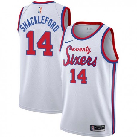 White Classic Charles Shackleford Twill Basketball Jersey -76ers #14 Shackleford Twill Jerseys, FREE SHIPPING