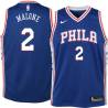 Blue Moses Malone Twill Basketball Jersey -76ers #2 Malone Twill Jerseys, FREE SHIPPING