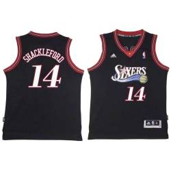 Black Throwback Charles Shackleford Twill Basketball Jersey -76ers #14 Shackleford Twill Jerseys, FREE SHIPPING