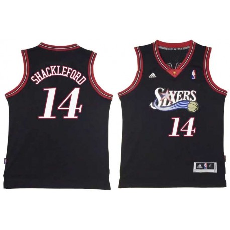 Black Throwback Charles Shackleford Twill Basketball Jersey -76ers #14 Shackleford Twill Jerseys, FREE SHIPPING