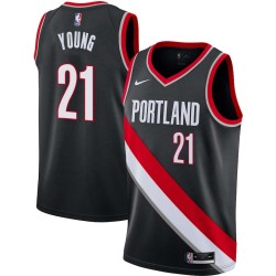 Black Danny Young Twill Basketball Jersey -Trail Blazers #21 Young Twill Jerseys, FREE SHIPPING