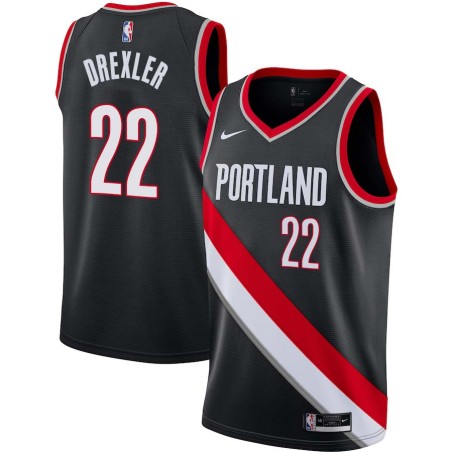 Black Clyde Drexler Twill Basketball Jersey -Trail Blazers #22 Drexler Twill Jerseys, FREE SHIPPING