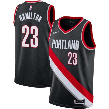 Black Roy Hamilton Twill Basketball Jersey -Trail Blazers #23 Hamilton Twill Jerseys, FREE SHIPPING