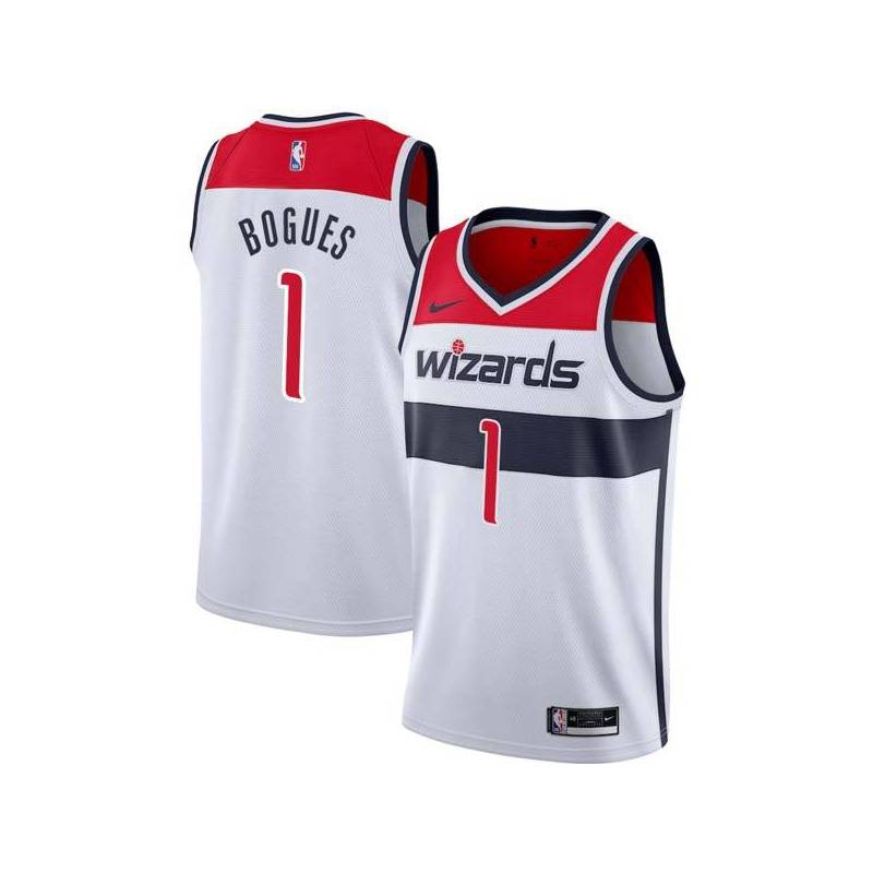 White Muggsy Bogues Wizards Twill Jersey
