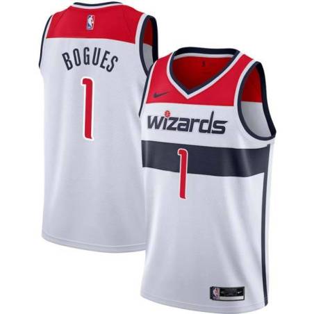 White Muggsy Bogues Wizards Twill Jersey