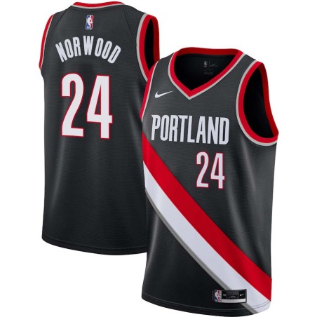 Black Willie Norwood Twill Basketball Jersey -Trail Blazers #24 Norwood Twill Jerseys, FREE SHIPPING