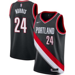Black Audie Norris Twill Basketball Jersey -Trail Blazers #24 Norris Twill Jerseys, FREE SHIPPING