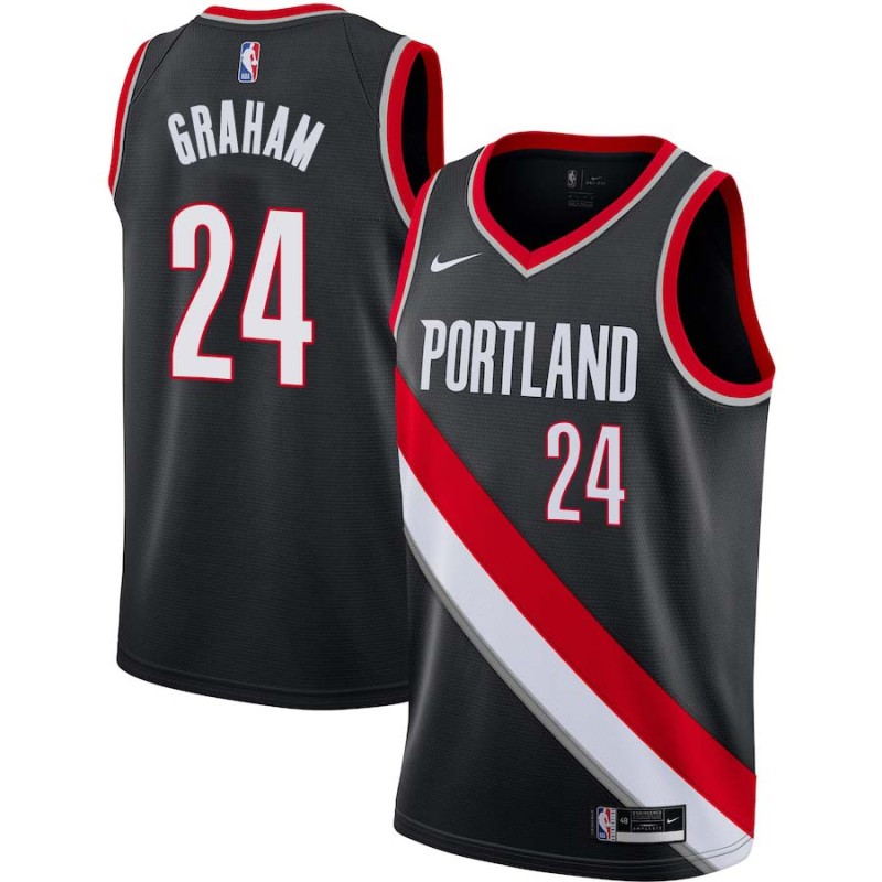 Black Stephen Graham Twill Basketball Jersey -Trail Blazers #24 Graham Twill Jerseys, FREE SHIPPING