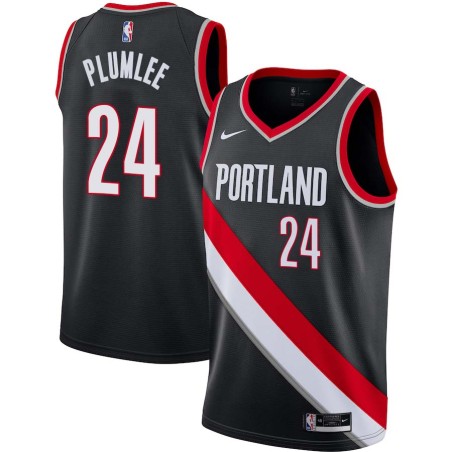 Black Mason Plumlee Twill Basketball Jersey -Trail Blazers #24 Plumlee Twill Jerseys, FREE SHIPPING