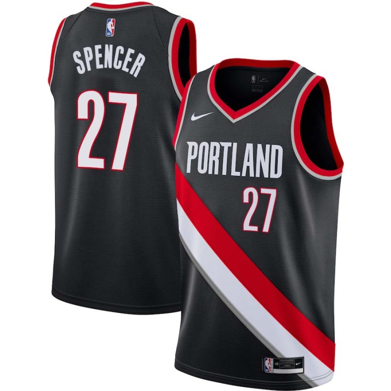 Black Elmore Spencer Twill Basketball Jersey -Trail Blazers #27 Spencer Twill Jerseys, FREE SHIPPING