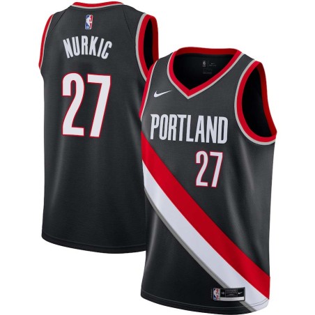 Black Jusuf Nurkic Twill Basketball Jersey -Trail Blazers #27 Nurkic Twill Jerseys, FREE SHIPPING