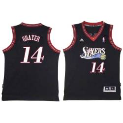 Black Throwback Jeff Grayer Twill Basketball Jersey -76ers #14 Grayer Twill Jerseys, FREE SHIPPING