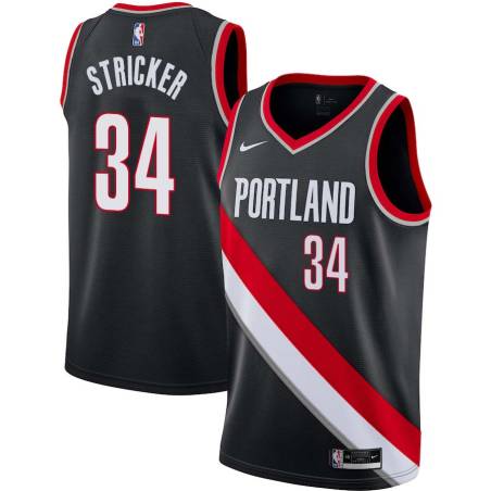 Black Bill Stricker Twill Basketball Jersey -Trail Blazers #34 Stricker Twill Jerseys, FREE SHIPPING