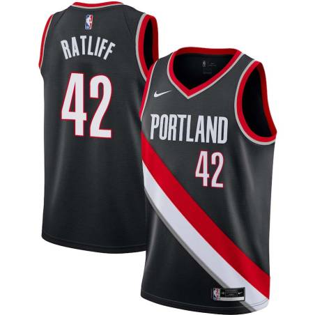 Black Theo Ratliff Twill Basketball Jersey -Trail Blazers #42 Ratliff Twill Jerseys, FREE SHIPPING