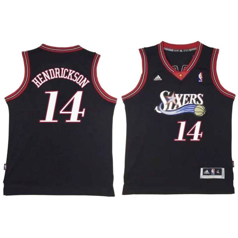 Black Throwback Mark Hendrickson Twill Basketball Jersey -76ers #14 Hendrickson Twill Jerseys, FREE SHIPPING